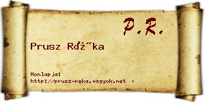 Prusz Réka névjegykártya